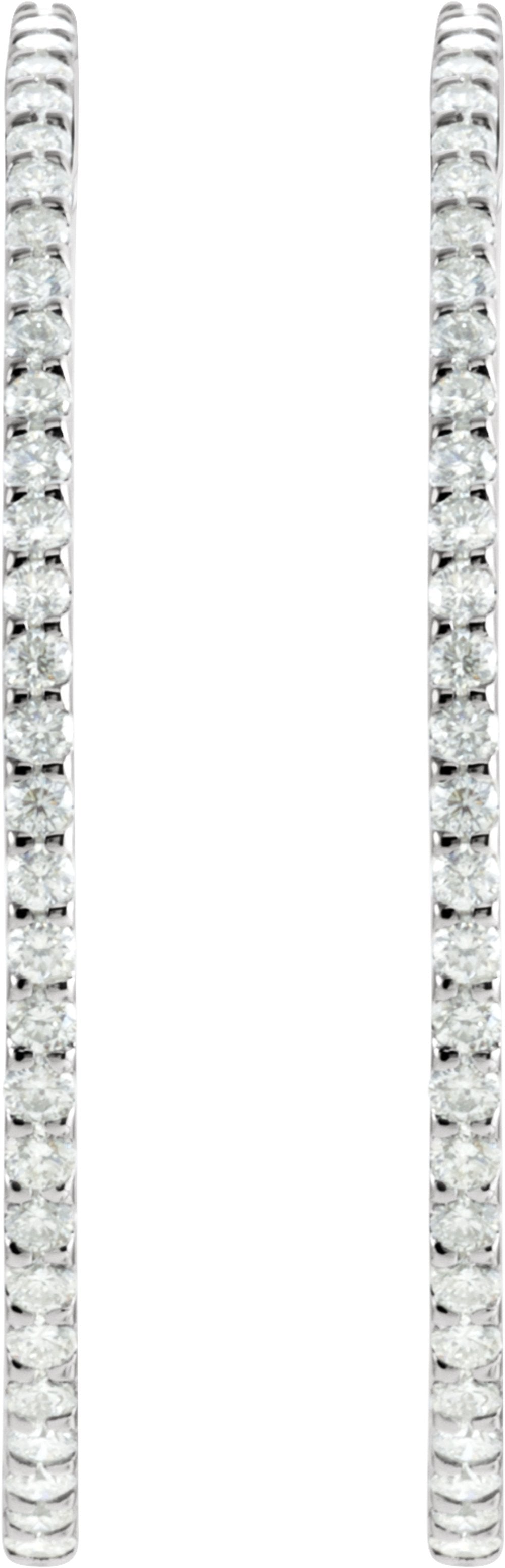 14K White 5 CTW Natural Diamond Inside-Outside 51 mm Hoop Earrings