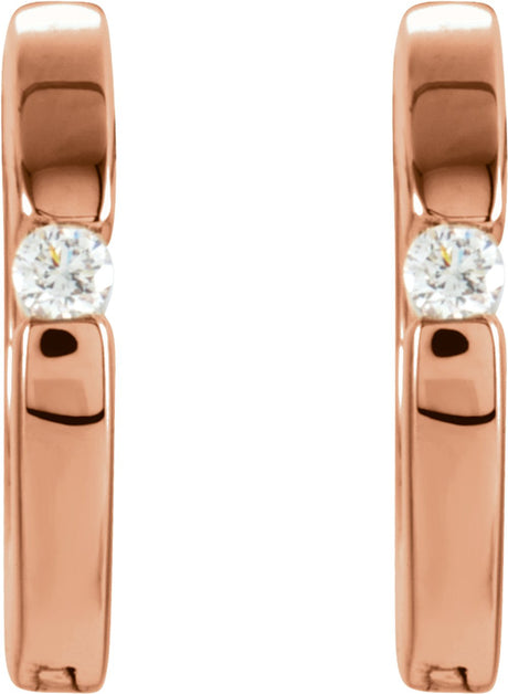 14K Rose .07 CTW Natural Diamond Hoop Earrings