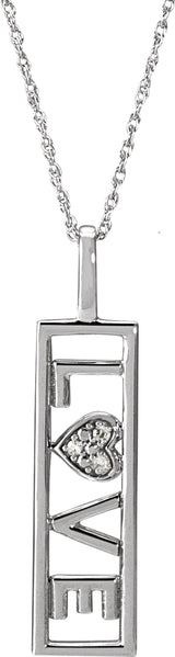 14K White Gold .02 CTW Natural Diamond Love 18" Necklace