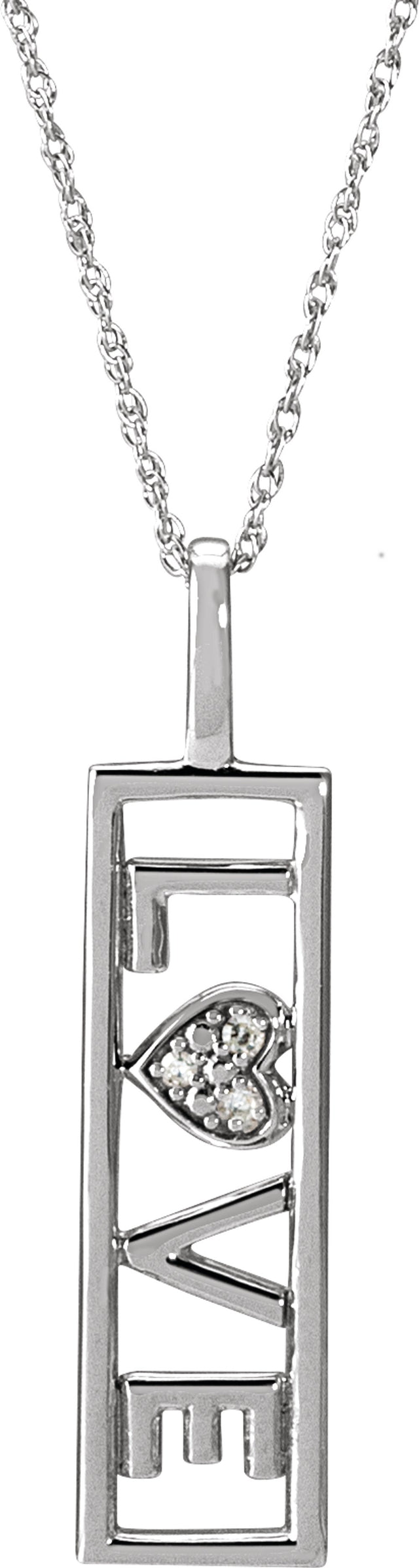 14K White Gold .02 CTW Natural Diamond Love 18" Necklace