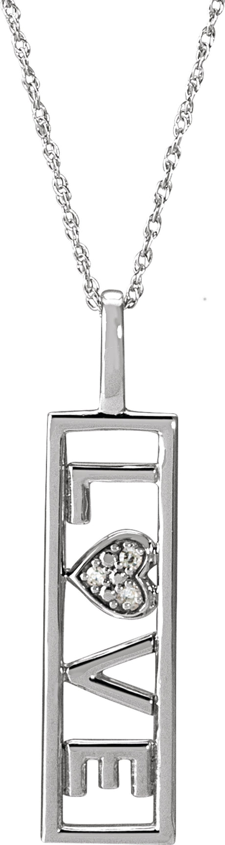 14K White Gold .02 CTW Natural Diamond Love 18" Necklace