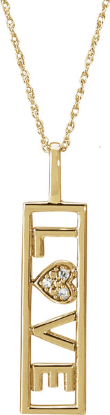 14K Yellow Gold .02 CTW Natural Diamond Love 18" Necklace