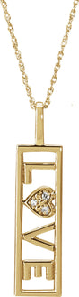 14K Yellow Gold .02 CTW Natural Diamond Love 18" Necklace