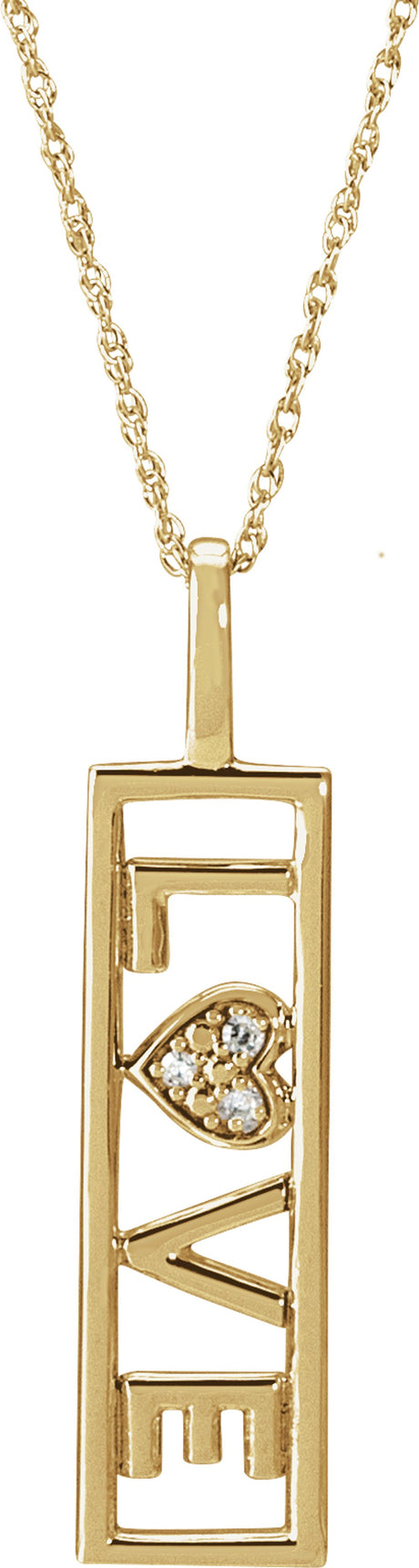 14K Yellow Gold .02 CTW Natural Diamond Love 18" Necklace