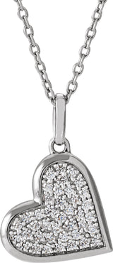 14K White Gold 1/4 CTW Natural Diamond Heart 18" Necklace