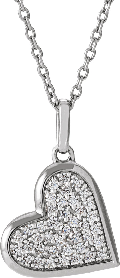 14K White Gold 1/4 CTW Natural Diamond Heart 18" Necklace