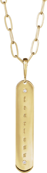 14K Yellow Gold .0075 CTW Natural Diamond Engravable Bar 18" Necklace