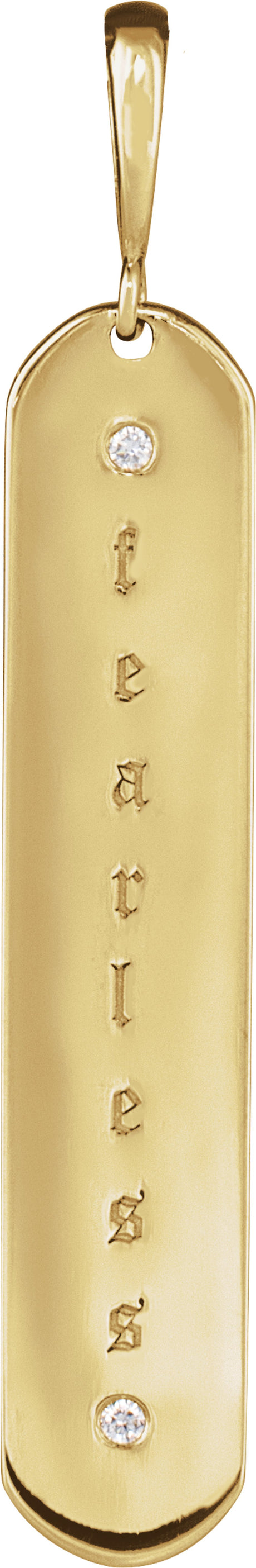 14K Yellow .0075 CTW Natural Diamond Engravable Bar Charm/Pendant