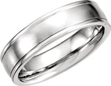 Sterling Silver 5 mm Grooved Comfort-Fit Flat Band Size 10.5
