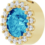14K Yellow Natural Blue Zircon & 1/8 CT Natural Diamond Halo-Style Pendant
