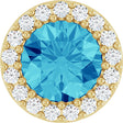 14K Yellow Natural Blue Zircon & 1/8 CT Natural Diamond Halo-Style Pendant