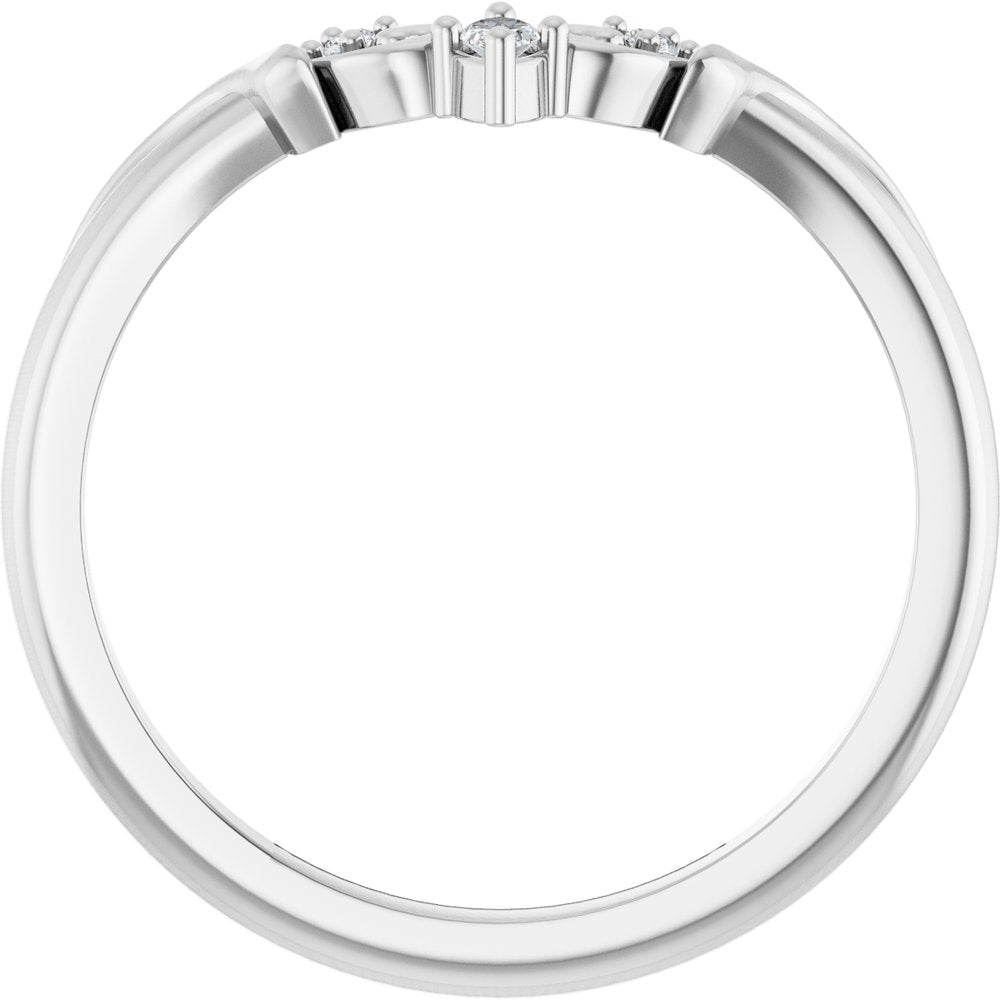 14K White .07 CTW Natural Diamond Contour Band