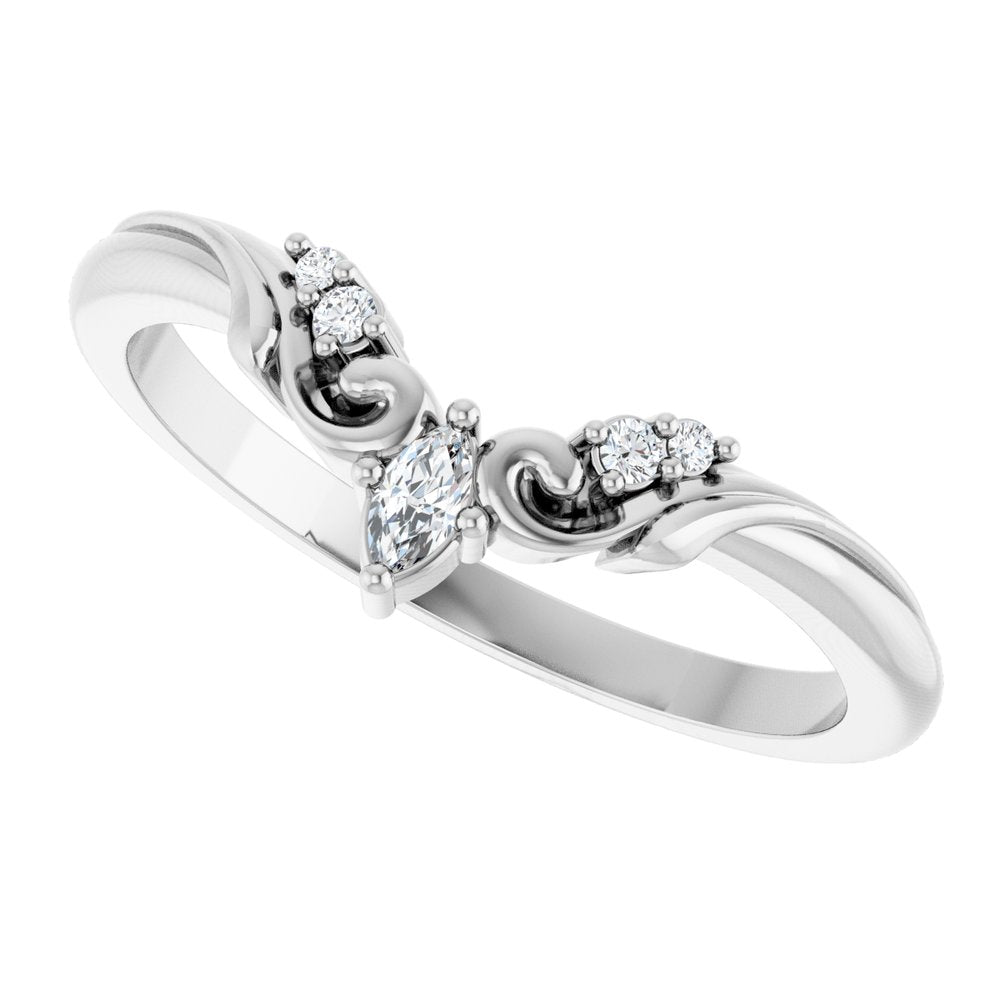 14K White .07 CTW Natural Diamond Contour Band