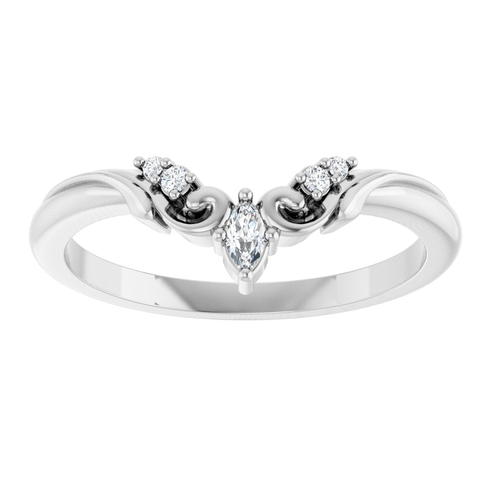 14K White .07 CTW Natural Diamond Contour Band