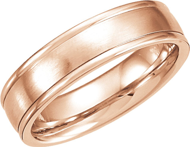 14K Rose 5 mm Grooved Band with Satin Finish Size 9.5