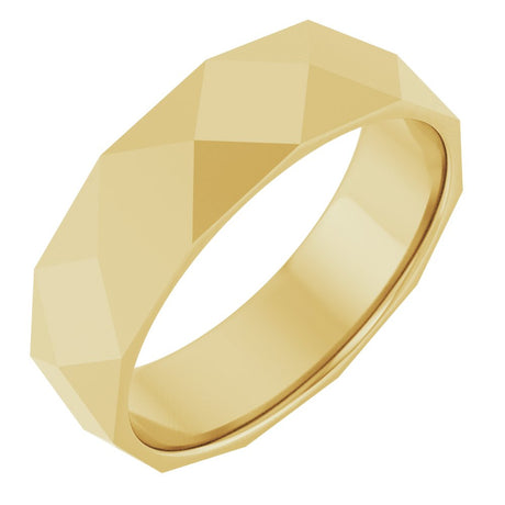 10K Yellow Gold 5.5 mm Geometric Faceted Flat Band Size 9