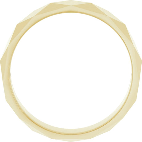 10K Yellow Gold 5.5 mm Geometric Faceted Flat Band Size 9