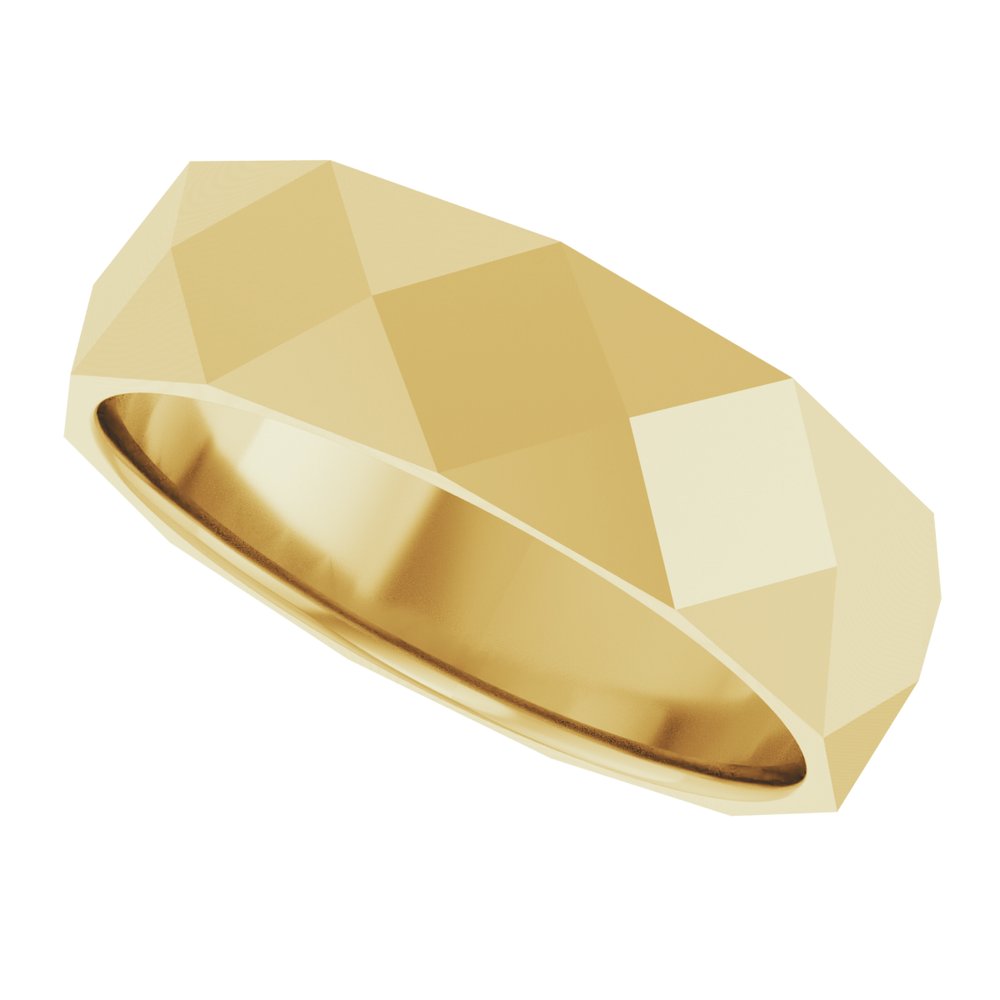 10K Yellow Gold 5.5 mm Geometric Faceted Flat Band Size 9
