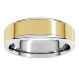 14K White/Yellow 6 mm Round Edge Flat Band Size 10