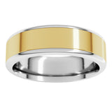 14K White/Yellow 6 mm Round Edge Flat Band