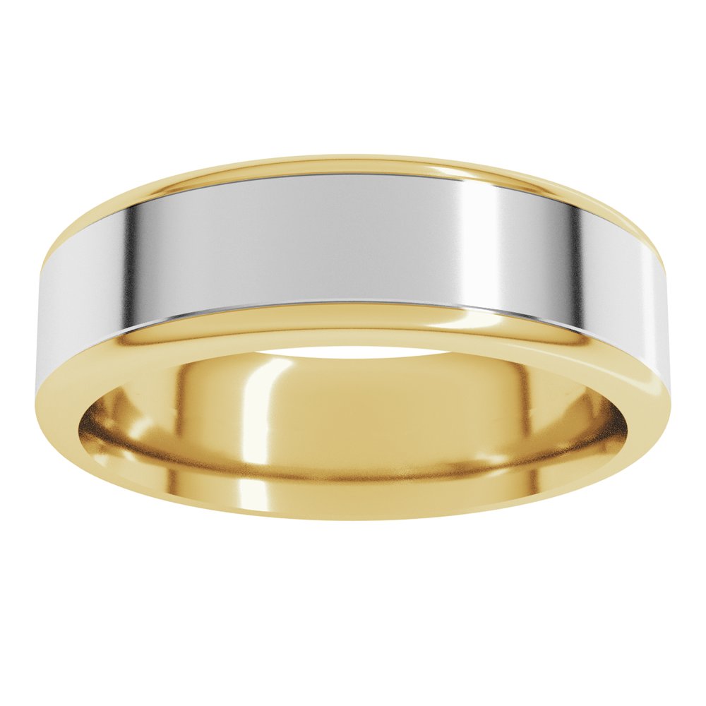 14K Yellow/White 6 mm Round Edge Flat Band Size 10