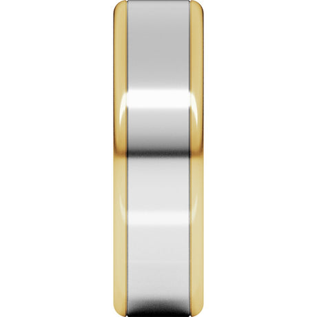 14K Yellow/White 6 mm Round Edge Flat Band Size 10