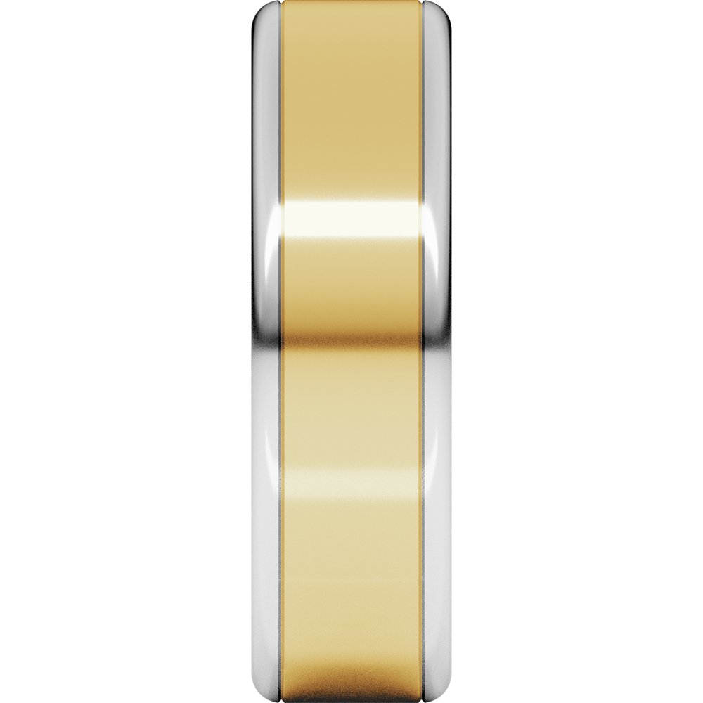 14K White/Yellow 6 mm Round Edge Flat Band Size 10