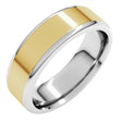 14K White/Yellow 6 mm Round Edge Flat Band Size 10