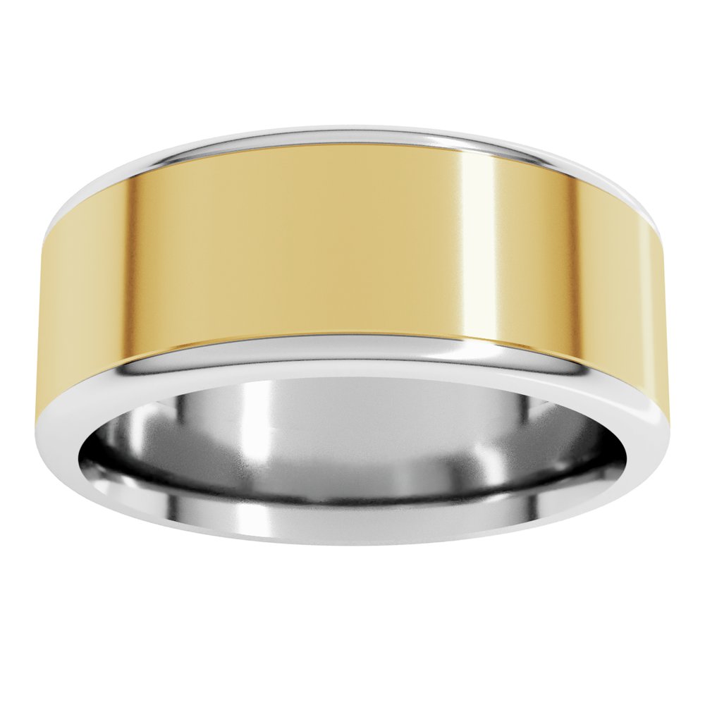 14K White/Yellow 8 mm Round Edge Flat Band Size 13