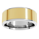 14K White/Yellow 8 mm Round Edge Flat Band Size 13