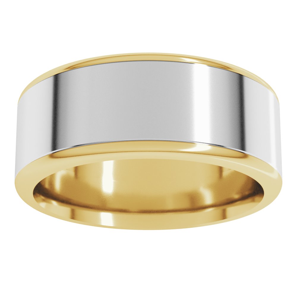 14K Yellow/White 8 mm Round Edge Flat Band Size 11