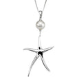 Sterling Silver Cultured White Freshwater Pearl Starfish 18" Necklace  