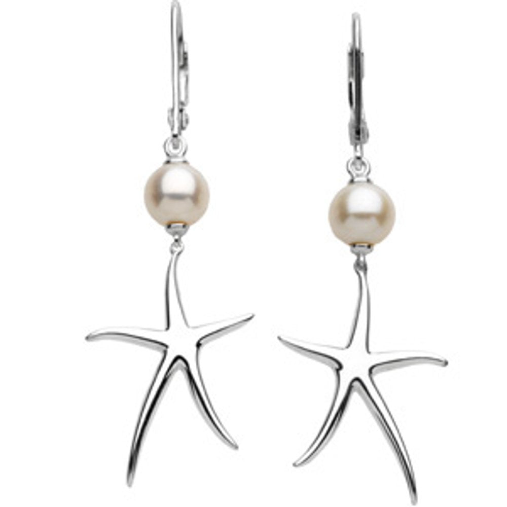 Sterling Silver Cultured White Freshwater Pearl Earrings
