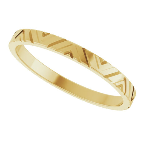 14K Yellow Gold 2 mm Geometric Flat Band Size 7