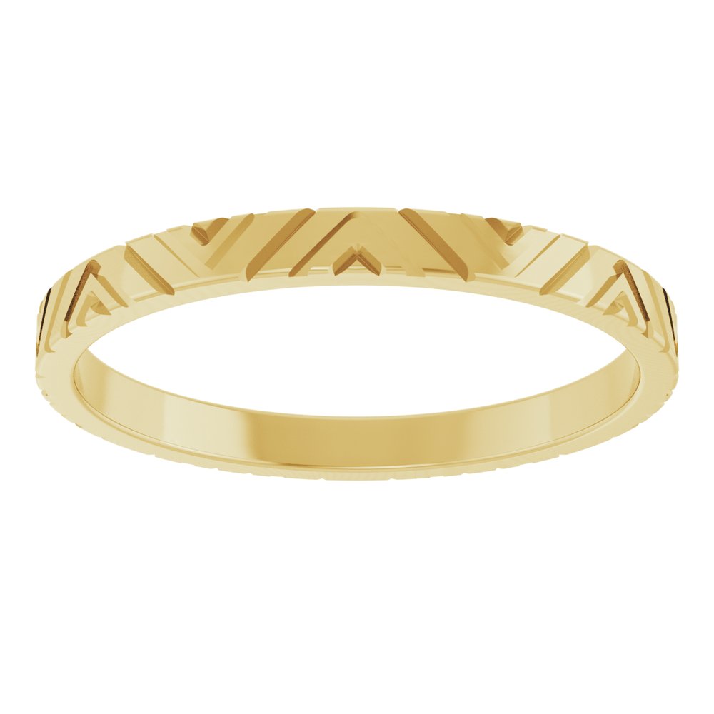 14K Yellow Gold 2 mm Geometric Flat Band Size 7