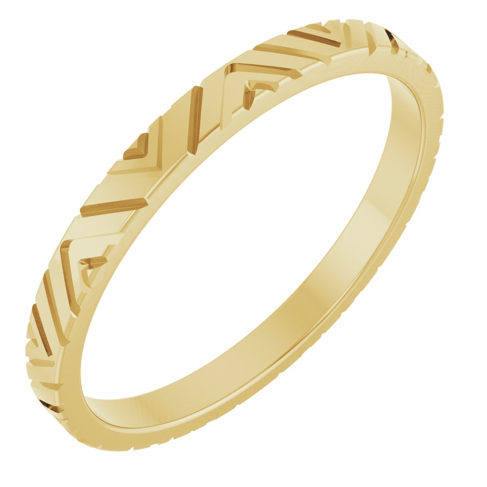 14K Yellow Gold 2 mm Geometric Flat Band Size 7