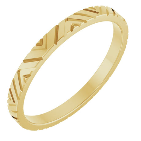 14K Yellow Gold 2 mm Geometric Flat Band Size 7