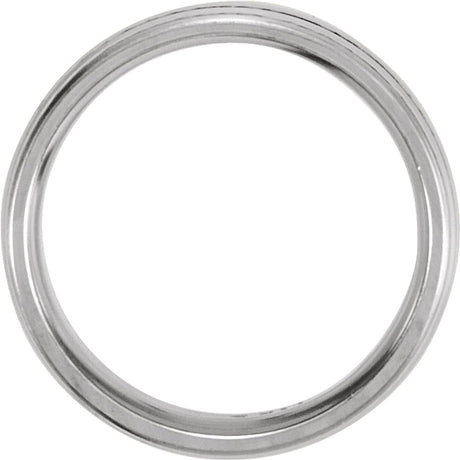 14K White 7 mm Grooved Comfort-Fit Flat Band