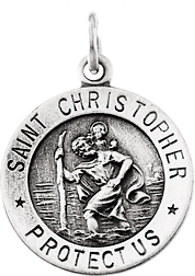 14K White 15 mm St. Christopher Medal