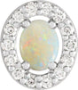 14K White Natural White Opal & .05 CTW Natural Diamond Halo-Style Pendant