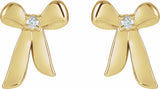 14K Yellow Gold .03 CTW Natural Diamond Bow Earrings