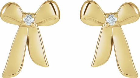 14K Yellow .03 CTW Natural Diamond Bow Earrings