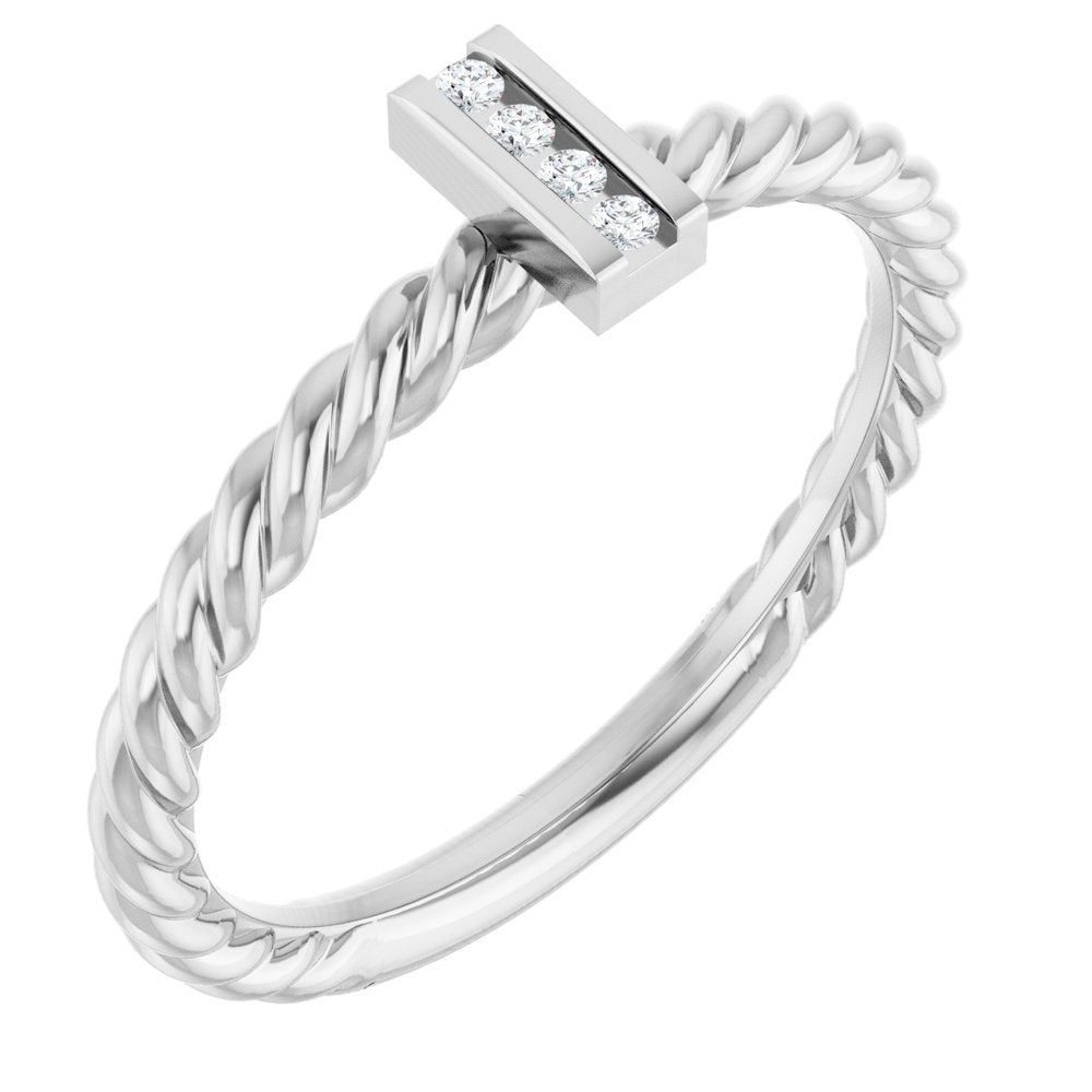 14K White .03 CTW Natural Diamond Rope Ring