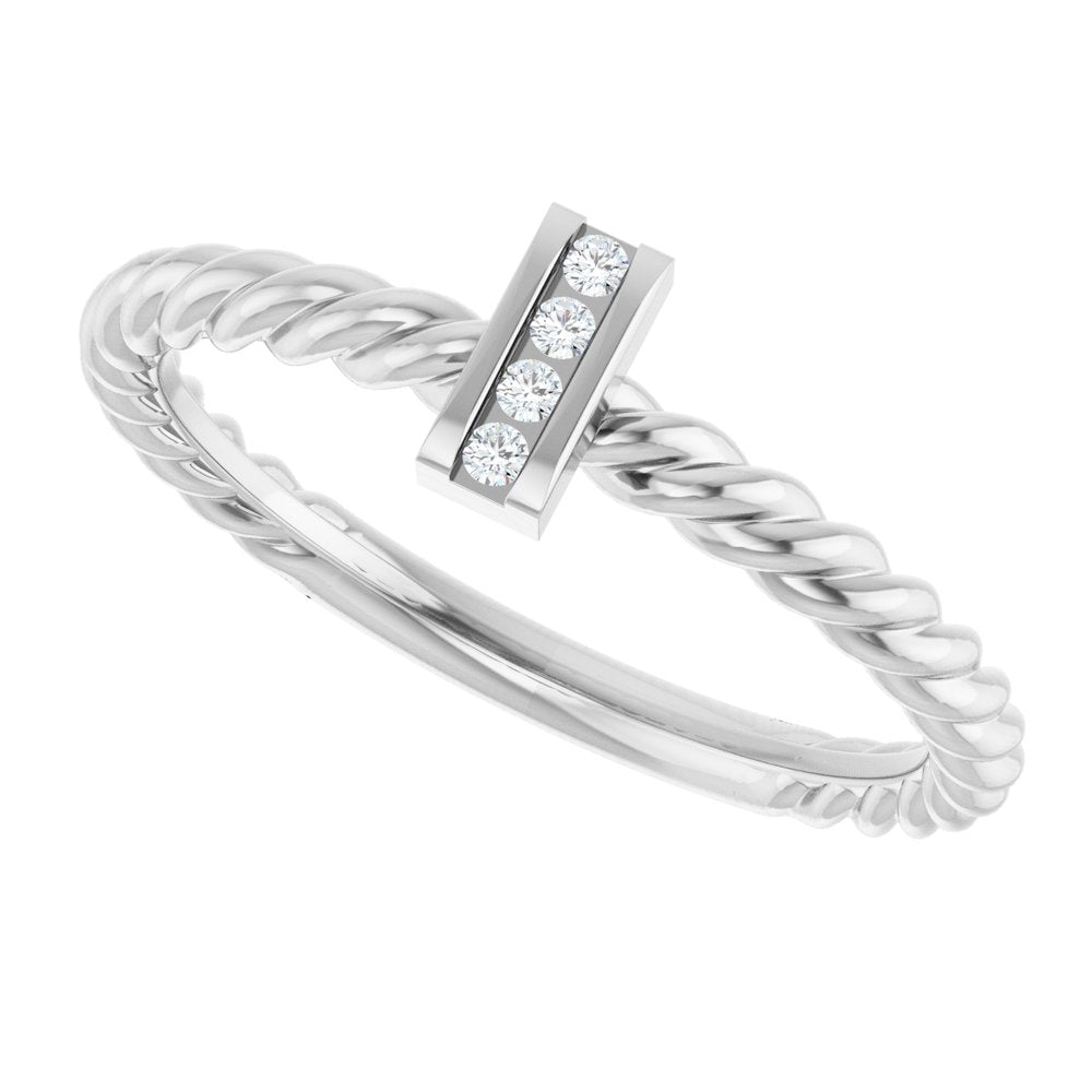 14K White .03 CTW Natural Diamond Rope Ring