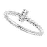 Sterling Silver .03 CTW Natural Diamond Rope Ring