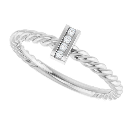 Sterling Silver .03 CTW Natural Diamond Rope Ring