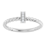 14K White .03 CTW Natural Diamond Rope Ring