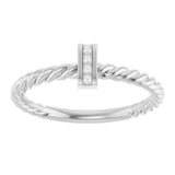 Sterling Silver .03 CTW Natural Diamond Rope Ring