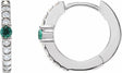 14K White Natural Emerald & 1/8 CTW Natural Diamond 13.6 mm Hoop Earring