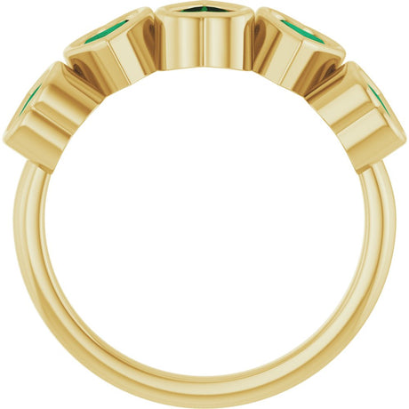 14K Yellow Gold Lab-Grown Emerald Ring